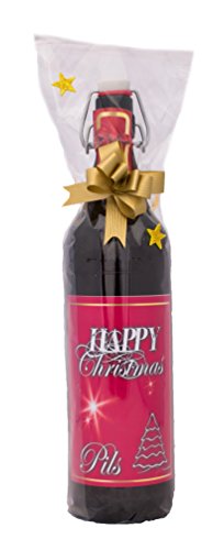 Happy Christmas Pils 1 Liter Flasche mit Bügelverschluss (mit Geschenkfolie & Schleife) von bierundmehr