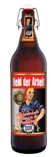 Held der Arbeit - Ostalgie-Bier 1 Liter Flasche mit Bügelverschluss von bierundmehr