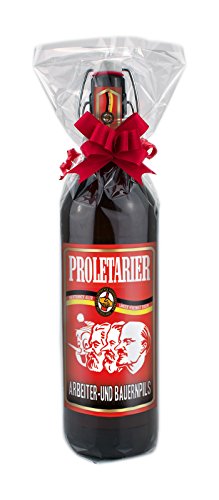 Proletarier 1 Liter Flasche mit Bügelverschluss (mit Geschenkfolie & Schleife) von bierundmehr