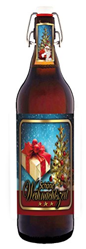 Schöne Weihnachts-Zeit 1 Liter Bier Flasche PIls mit Bügelverschluss (ohne Geschenkeverpackung) von bierundmehr