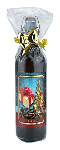 Schöne Weihnachtszeit Bier - 1 Liter Pils Bügelflasche schön verpackt in Folie von bierundmehr