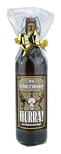 Schützenkönig - 1 Liter Flasche Bier mit Bügelverschluss mit Geschenkfolie & Schleife von bierundmehr