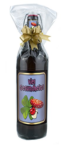 Viel Gesundheit Bier - 1 Liter Pils Bügelflasche (mit Geschenkfolie & Schleife) von bierundmehr