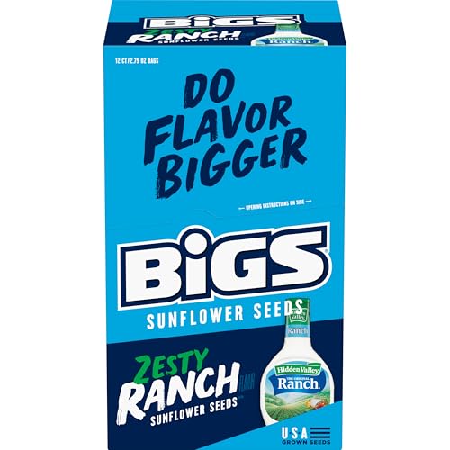BIGS Hidden Valley Ranch Sonnenblumenkerne, Keto-freundlicher Snack, 78 ml, Beutel (12 Stück) von bigs