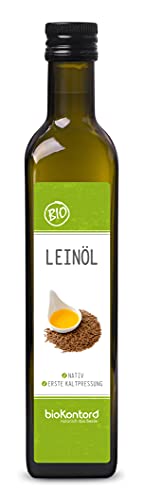 Leinöl BIO 500ml I nativ und kaltgepresst I enthält mehrfach ungesättigte Fettsäuren I mühlenfrisch vom Hersteller bioKontor von bioKontor