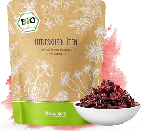 Hibiskusblüten BIO ganz und getrocknet 1000 g - Premium HIbiskus Tee - Hibiskusblütentee 100% natürlich aus biologischem Anbau - bioKontor von bioKontor