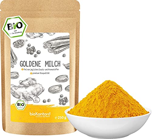 Goldene Milch Pulver BIO 250 g - natürlich - ohne Zuckerzusatz für bio Kurkuma Latte I bioKontor von bioKontor