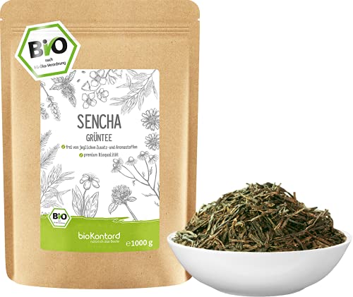 Grüner Sencha Tee BIO 1000 g I lose und geschnitten I aromatischer bio Sencha Grüntee I 100% natürlich I bioKontor von bioKontor