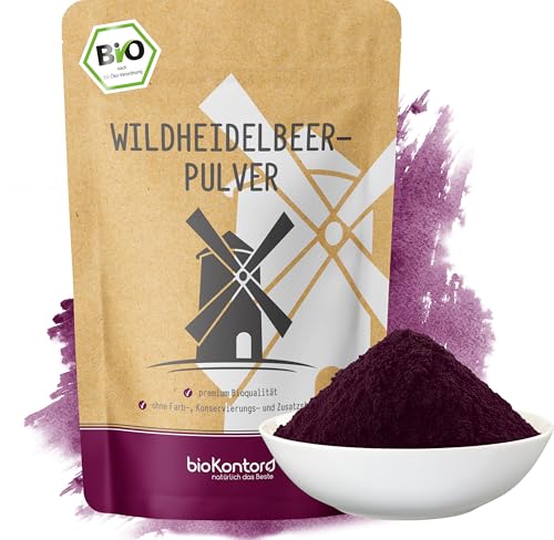 Wilde Heidelbeere bio Pulver 200 g - gefriergetrocknetes Wildheidelbeerpulver bio 200 g - EU-Landwirtschaft - Vaccinium Myrtillus - ohne Zusätze von bioKontor