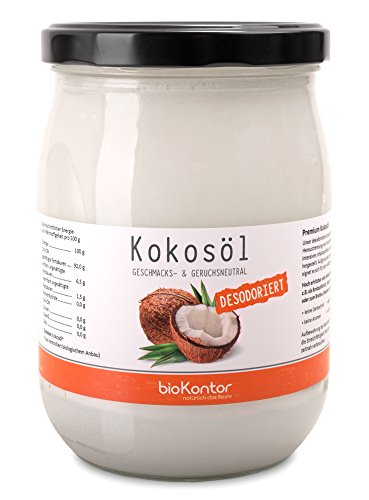 Kokosöl mild BIO 1000 ml I schonend gepresst I geschmacks- und geruchsneutral im Glas I Kokosöl desodoriert von bioKontor von bioKontor
