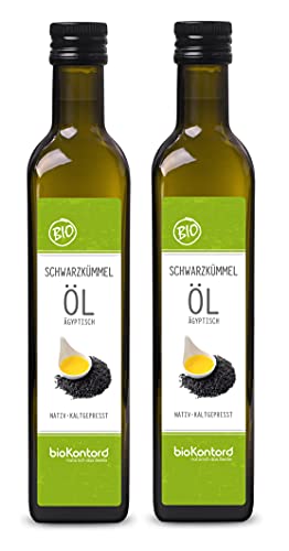 Schwarzkümmelöl bio kaltgepresst 1 Liter (2x 500ml) I gefiltert ägyptisches Schwarzkümmelöl - 100% rein I nativ und kaltgepresst | black seed oil von bioKontor von bioKontor