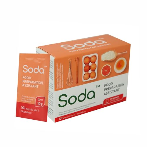 Backnatron Lebensmittelzubereitungshilfe 10 g x 20 Stück (6 Stück) - Baking Soda - Zum Reinigen von Obst, für fluffige Omeletts, zum Aufweichen von Fleisch, zum Reinigen von Küchenutensilien von Soda