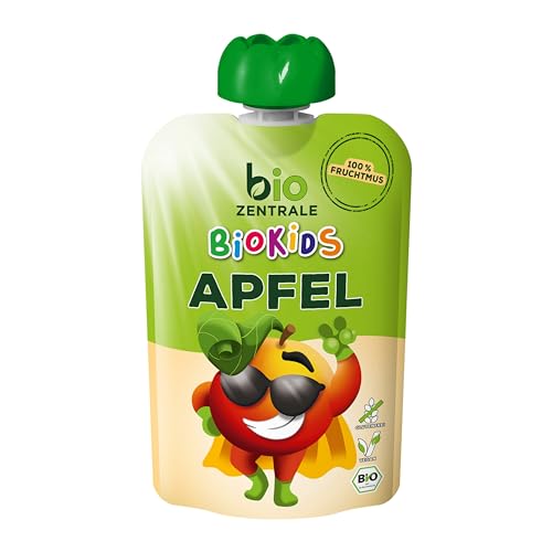 biozentrale BioKids Fruchtmus Beutel Apfel | 12x 90 g Früchte | Quetschbeutel & Quetschies mit 100% Frucht | Idealer Früchtebrei & Fruchtpüree ohne Zuckerzusatz von biozentrale