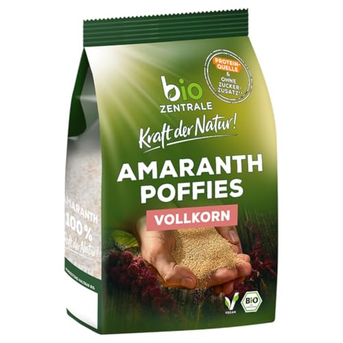 biozentrale Amaranth Poffies | 125 g | vegan | gepuffte, kleine Amaranth-Körner | Proteinquelle | für Müsli, Joghurt & bunte Frühstücks-Bowls von biozentrale