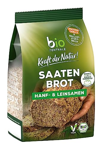biozentrale Backmischung Saatenbrot Hanf & Leinsamen | 500 g Bio | schnell & einfach zuzubereiten | ballaststoffreich, Proteinquelle | ohne Mehl & ohne Hefe von bioZentrale