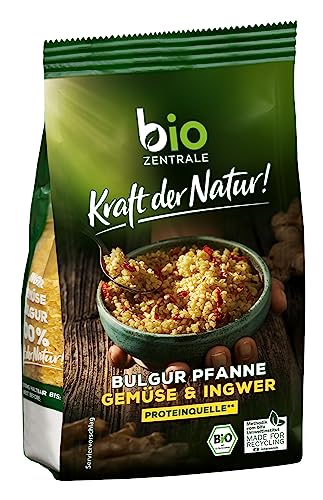 biozentrale Bulgur Pfanne Gemüse & Ingwer | 200 g | perfekt für ein schnelles Essen unterwegs | vegane Proteinquelle | einfach zubereitet von bioZentrale