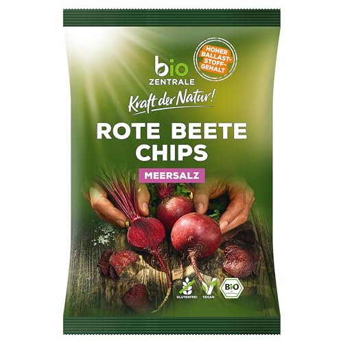 biozentrale Gemüse Chips Rote Beete - 6x90g (6er Pack) – Vegane, Glutenfreie, Ballaststoffreiche Gemüsechips ohne Hefeextrakt, Mit Meersalz verfeinert, Knusprig, vegan, mit Ballaststoffen von bioZentrale