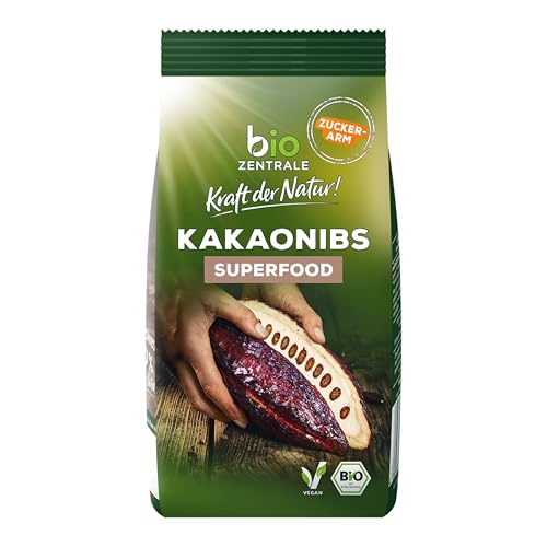 biozentrale Kakaonibs | 200 g Bio Superfood | zuckerarme, geröstete Kakaobohnenstückchen | zum Verfeinern von Müslis, Smoothies und mehr von bioZentrale