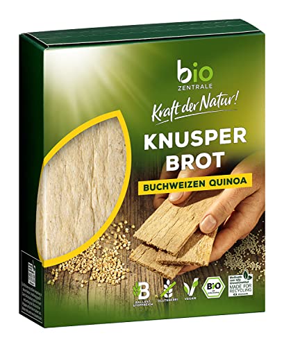biozentrale Knusperbrot Buchweizen Quinoa | 7 x 100 g Bio | vegan, glutenfrei & ballaststoffreich | knusprig luftige Alternative zu Brot & Knäckebrot | als Snack pur oder mit Aufstrich von biozentrale