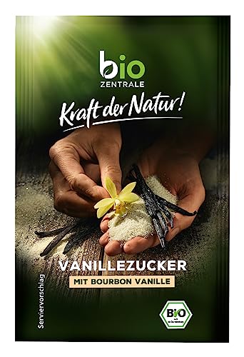 biozentrale Vanillezucker | 3 x 8 g Päckchen (3er Pack) | aus echten Bourbon-Vanilleschoten und Rohrohrzucker | vegan, gluten- und laktosefrei | zum Backen und Verfeinern von bioZentrale