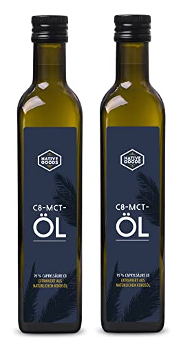 C8 MCT Öl BIO aus Kokosöl 1000 ml (2x 500 ml) - 95% Caprylsäure - geschmacksneutral - ketogen | native goods von bioKontor