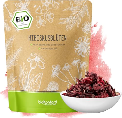 Hibiskusblüten BIO ganz und getrocknet 250g - Premium Hibiskus Tee - Hibiskusblütentee 100% natürlich aus biologischem Anbau - bioKontor von bioKontor