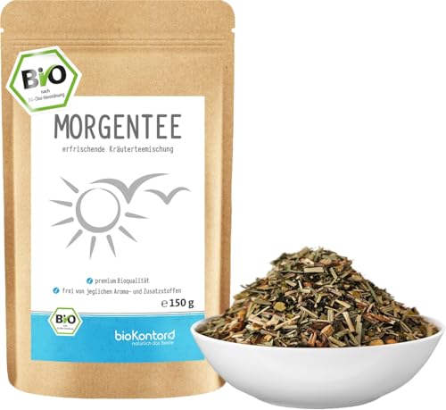 Morgentee BIO loser Tee 150 g - mit erfrischenden Kräutern Mate, Sencha, Pfefferminze bio Kräutertee von bioKontor von bioKontor