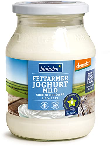 bioladen Fettarmer Joghurt mild im Glas, 1,8 % Fett, Demeter (6 x 500 gr) von bioladen