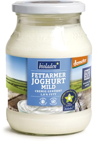 bioladen Fettarmer Joghurt mild im Glas, 1,8 % Fett, Demeter (6 x 500 gr) von bioladen