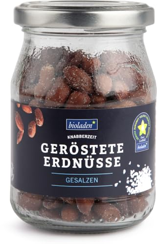 Geröstete Erdnüsse mit Salz im Pfandglas 2 x 140 gr von bioladen