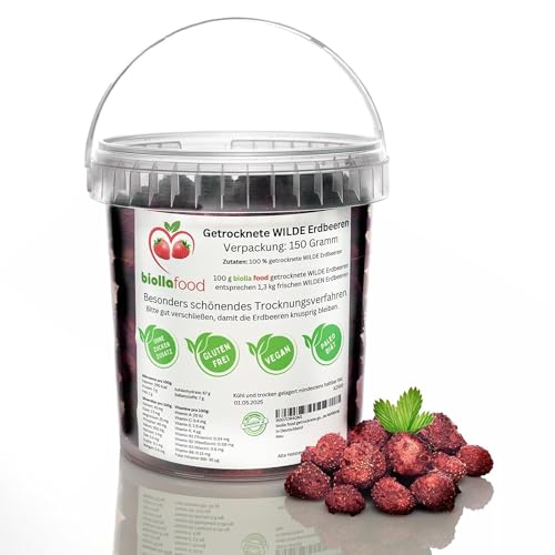 biolla food getrocknete ganze WALD-Erdbeeren, 150g, 100% natur. Besonders viele Vitamine und Minearlien. Ideal für Smoothies, Müsli oder zum Tee. Schönende Abfüllung in Deutschland biolla food getrocknete ganze WALD-Erdbeeren, 150g, 100% natur. Besonders viele Vitamine und Minearlien. Ideal für Smoothies, Müsli oder zum Tee. Schönende Abfüllung in Deutschland von biolla food