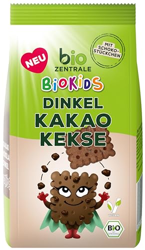 biozentrale BioKids Dinkel Kakaokkekse | 7 x 125g | Vegan & Palmölfrei | Knusprig mit Schokostückchen von biozentrale