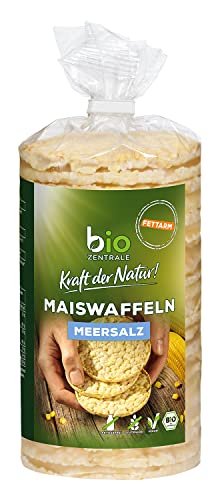 biozentrale Maiswaffeln Meersalz | 12 x 120 g Bio Maiswaffeln | vegan, gluten- und laktosefrei | nur 3 Zutaten | fettarm und nicht frittiert | perfekter Snack für unterwegs von bioZentrale