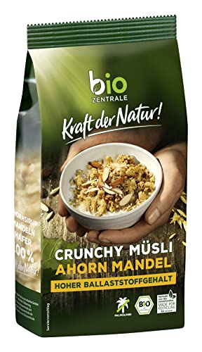 biozentrale Müsli Crunchy Ahorn-Mandel | 375 g knuspriges Bio Müsli | Ideal zum Frühstück und für den Müslibecher to go | vegan & ohne Palmöl von Biozentrale