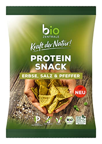 biozentrale Protein Snack Erbse, Salz & Pfeffer, 8 x 50 g, vegan & glutenfrei, über 70% Hülsenfrüchte, hoher Proteingehalt, nicht frittiert, lecker mit unseren Aufstrichen von Biozentrale