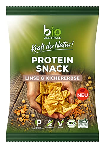 biozentrale Protein Snack Linse & Kichererbse, 8 x 50 g, vegan & glutenfrei, über 70% Hülsenfrüchte, hoher Proteingehalt, nicht frittiert, mit Meersalz verfeinert, lecker mit unseren Aufstrichen von Biozentrale