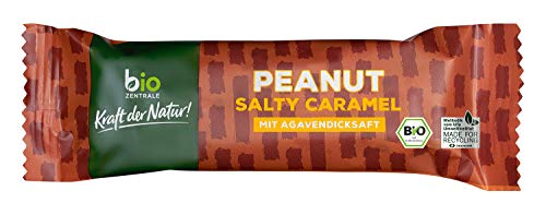 biozentrale Riegel Peanut Salty Caramel, 12 Stück 480 g, palmölfrei & ohne Aromenzusatz, über 50% geröstete Erdnüsse, Ballaststoffquelle, idealer Snack für unterwegs von biozentrale