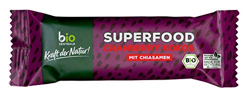 biozentrale Riegel Superfood Cranberry Kokos, 12 Stück 480 g, palmölfrei & ohne künstliche Aromen, mit Cashewkernen, Cranberries & Kokosraspeln, hoher Ballaststoffgehalt, Snack für unterwegs biozentrale Riegel Superfood Cranberry Kokos, 12 Stück 480 g, palmölfrei & ohne künstliche Aromen, mit Cashewkernen, Cranberries & Kokosraspeln, hoher Ballaststoffgehalt, Snack für unterwegs von bioZentrale