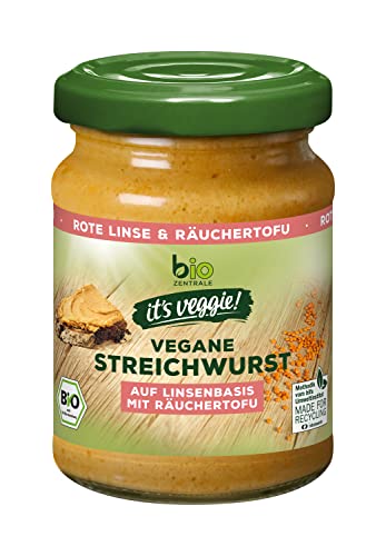 biozentrale it´s veggie! Vegane Streichwurst | 6 x 120 g | Auf Linsenbasis mit Räuchertofu | ohne Zusatz von Hefe und Palmöl | Brotaufstrich von biozentrale