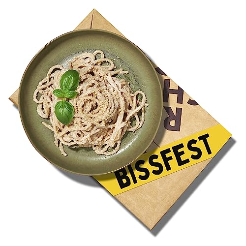 bissfest Trüffel Spaghetti Rezeptbox (für 4-Personen) - vegan - inkl. Bio Trüffelöl, Bio Cashewmus, Pasta Konfetti & Bio Spaghetti alle Chitarra (500 g) von Bissfest