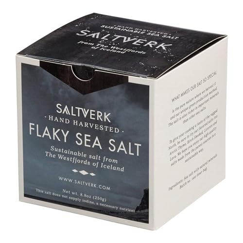 Saltverk Meersalz 250g I Pyramidenähnliche Salzflocken aus Island mit Mineralien I Gut zu Fleisch, Fisch, aber auch für Desserts, Kuchen uvm. von bjornaa finest food