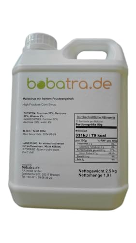 bobatra.de - Getränke Sirup 6 x 2,5 KG für Bubble Tea, Cocktails, Slush und andere Getränke in versch. Varianten MDH 24.05.2024 (Fructose) von bobatra.de