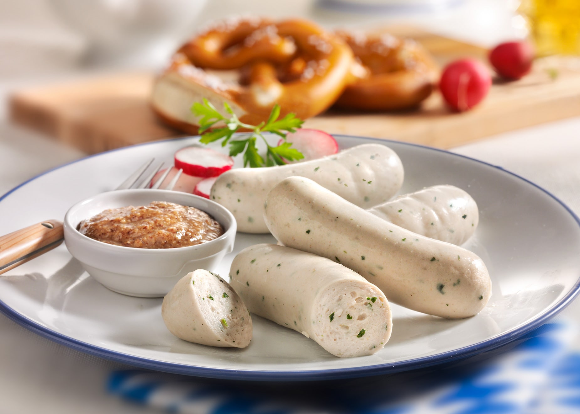 Original Münchener Weißwurst mit süßem Senf Original Münchener Weißwurst mit süßem Senf von Bofrost