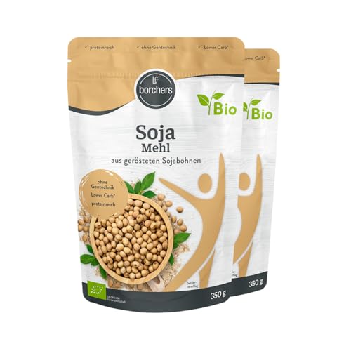 2 x borchers Bio Premium Sojamehl | Vegetarisch und Vegan | Hoher Ballaststoff- und Eiweißgehalt | aus gerösteten Sojabohnen | 350 g von borchers