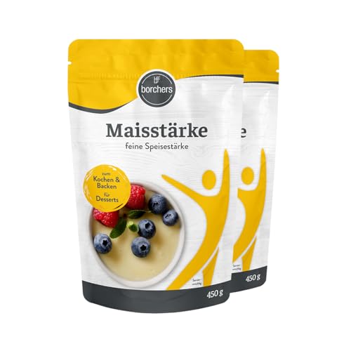 BORCHERS Maisstärke feine Speisestärke 2x 450g, Bindemittel, Vegan, Glutenfrei, Stärke zum Backen & Kochen BORCHERS Maisstärke feine Speisestärke 2x 450g, Bindemittel, Vegan, Glutenfrei, Stärke zum Backen & Kochen von borchers