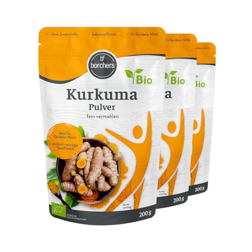 3 x borchers Bio Kurkuma Pulver | Bio Qualität | Vegan | Zuckerarm | Für Kurkuma-Latte & Goldene Milch | 200 g 3 x borchers Bio Kurkuma Pulver | Bio Qualität | Vegan | Zuckerarm | Für Kurkuma-Latte & Goldene Milch | 200 g von borchers