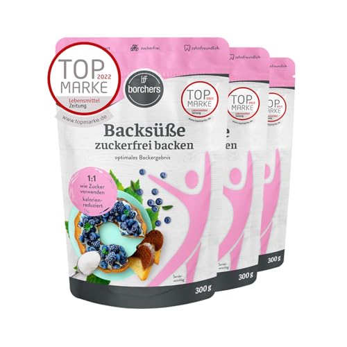 3x borchers Backsüße - Zuckerfrei Backen 3x 300g | Zuckerfrei | zum Backen | optimales Backergebnis | 3x 300g Beutel von borchers