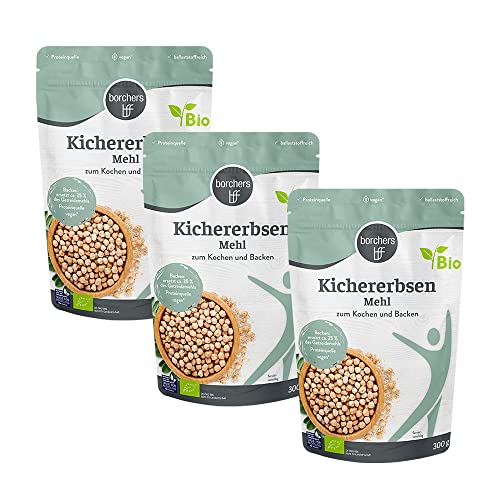 3x borchers Bio Kichererbsen Mehl | 3x 300g | Reich an Ballaststoffen | Proteinquelle | Ideal für orientalische Gerichte | Von Natur aus vegan | 900g von borchers