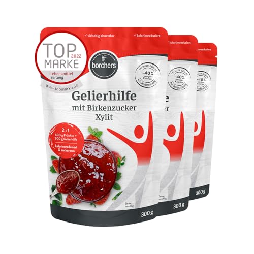 3x borchers Gelierhilfe mit Birkenzucker Xylit | Für Fruchtaufstriche | Alternative zu Gelierzucker | Aus Finnland | 300 g von borchers