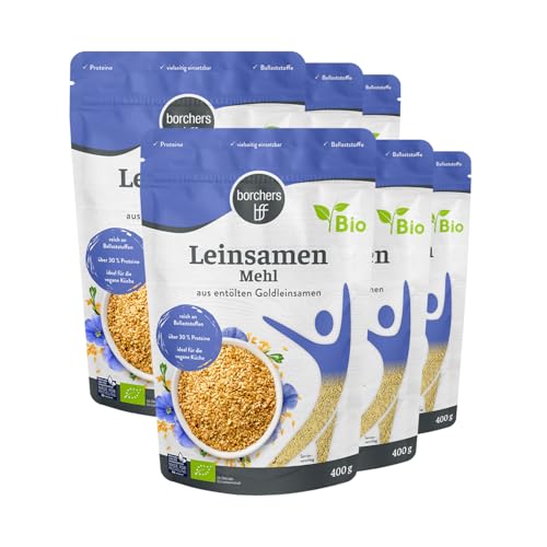 6 x borchers Bio Leinsamenmehl | Goldleinsaat | Von Natur aus Ballaststoffreich | Hoher Eiweißgehalt | Vegan | 400 g 6 x borchers Bio Leinsamenmehl | Goldleinsaat | Von Natur aus Ballaststoffreich | Hoher Eiweißgehalt | Vegan | 400 g von borchers